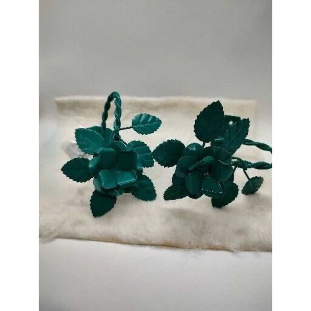 Metal Green Floral &Leaves Curtain Tie Backs With Hardware